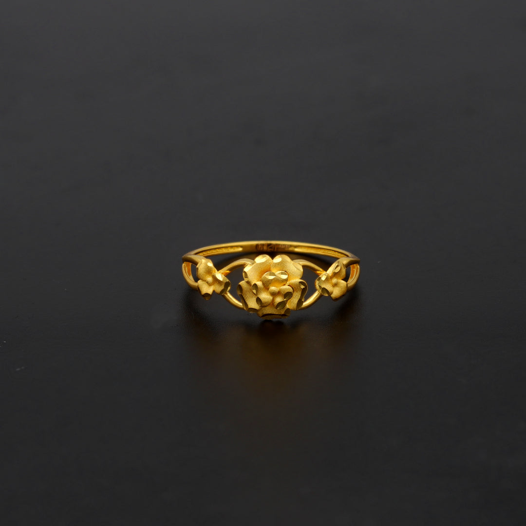 Gold Floral Trio Ring 21KT - FKJRN21KM11658