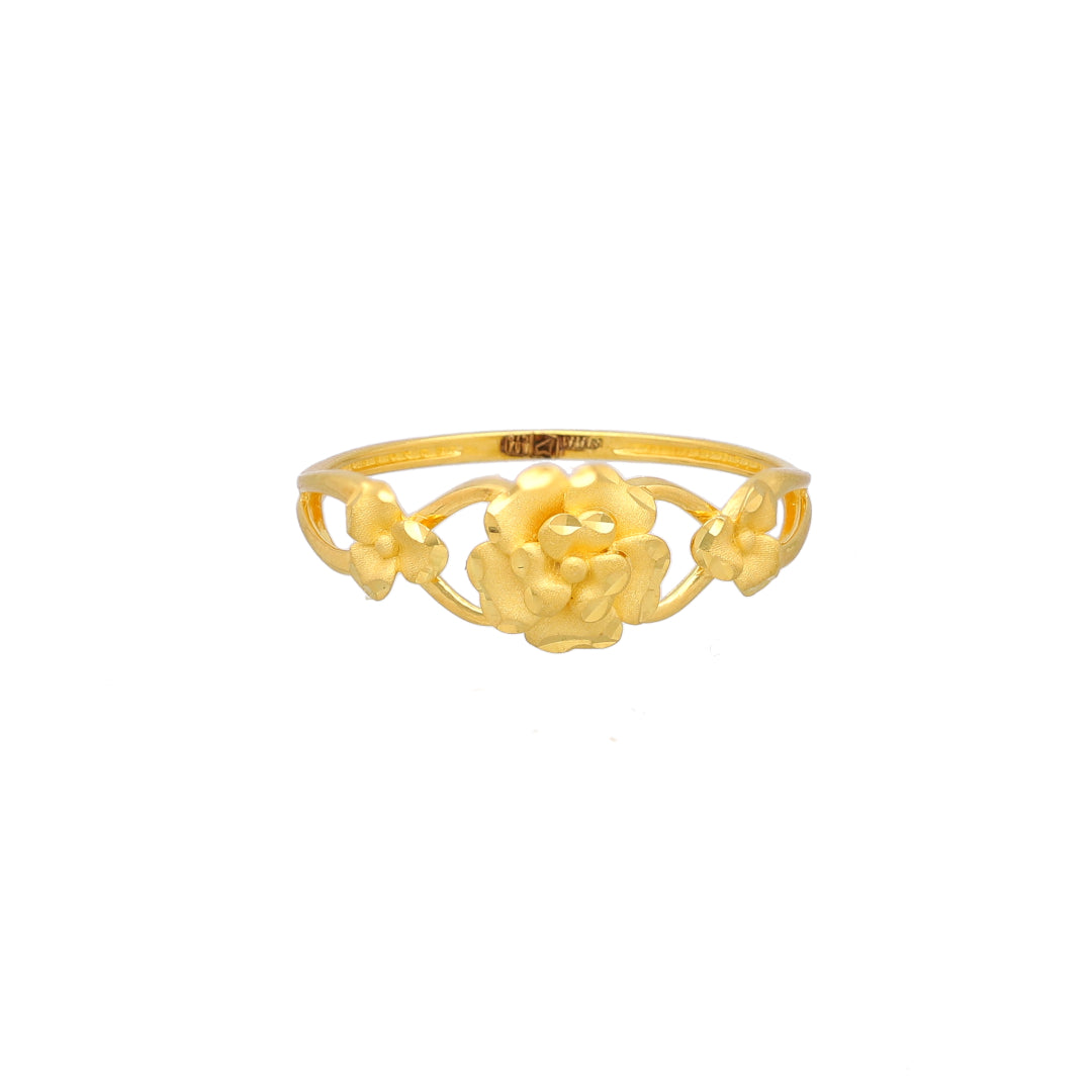 Gold Floral Trio Ring 21KT - FKJRN21KM11658