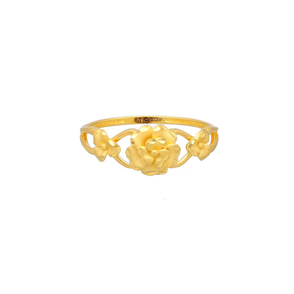 Gold Floral Trio Ring 21KT - FKJRN21KM11658