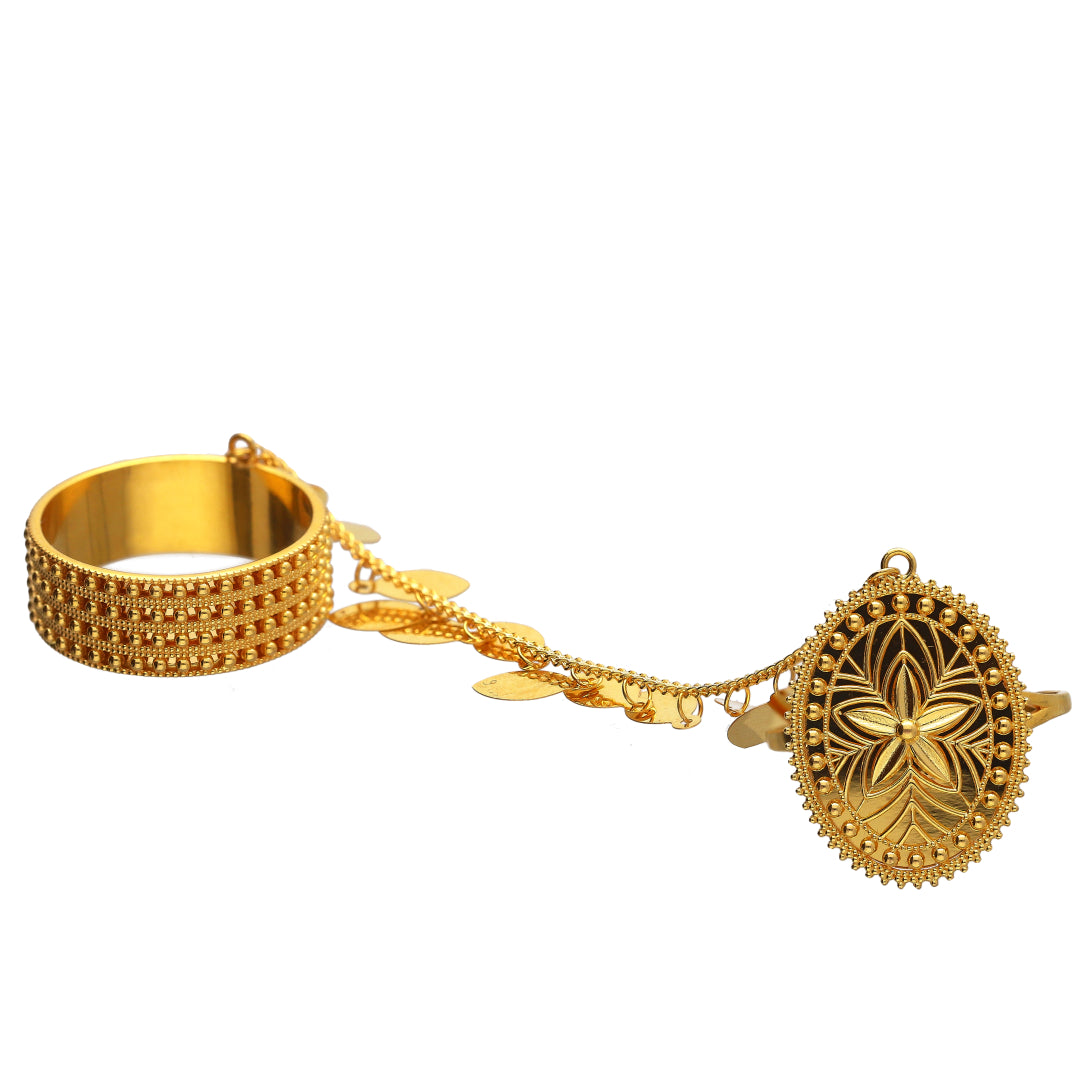 Gold Hand Chain Ring 21KT - FKJRN21KM11663