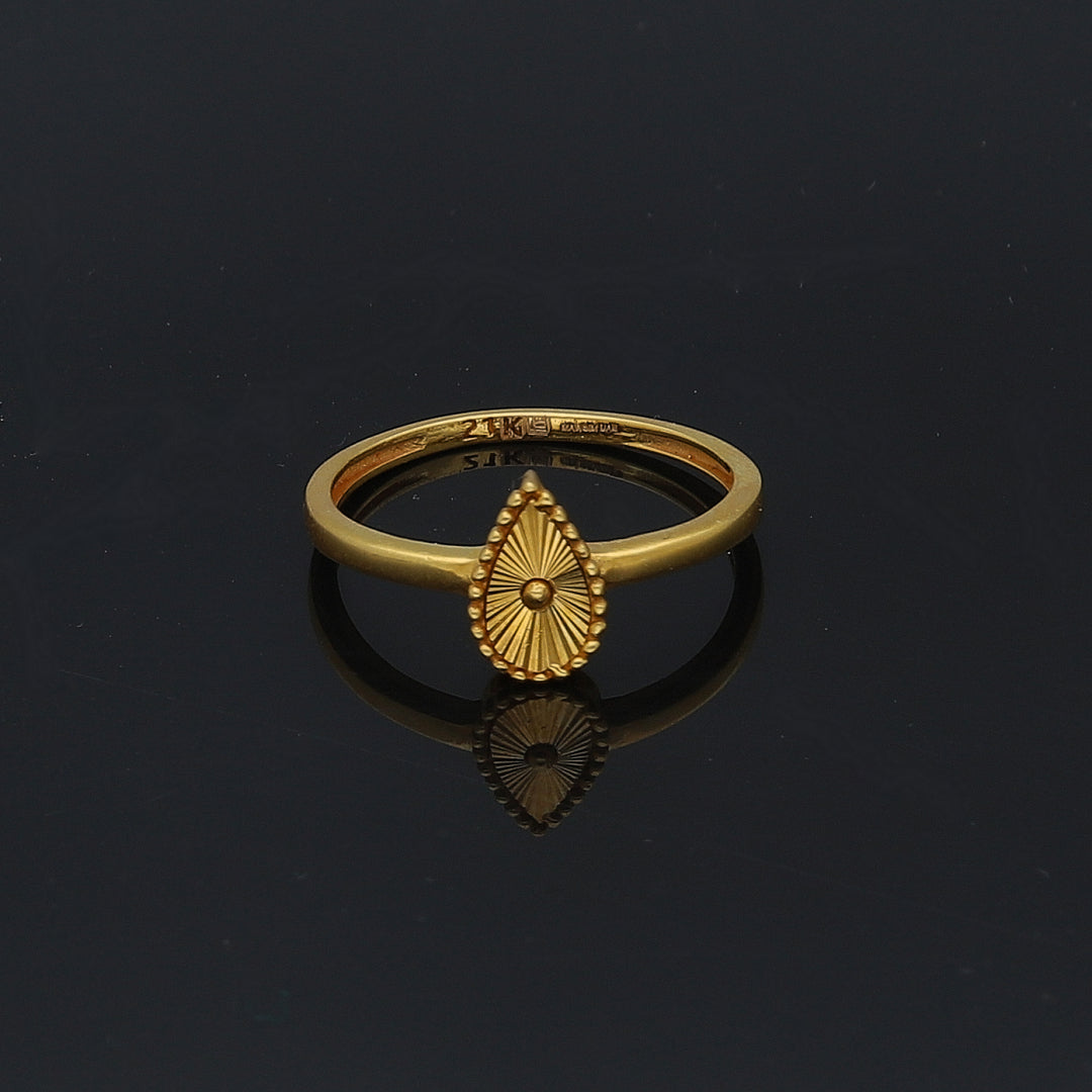 Gold Tear Drop Shaped Ring 21KT - FKJRN21KM11709