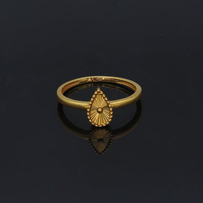 Gold Tear Drop Shaped Ring 21KT - FKJRN21KM11709