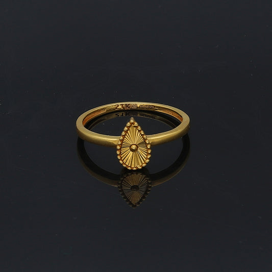Gold Tear Drop Shaped Ring 21KT - FKJRN21KM11709