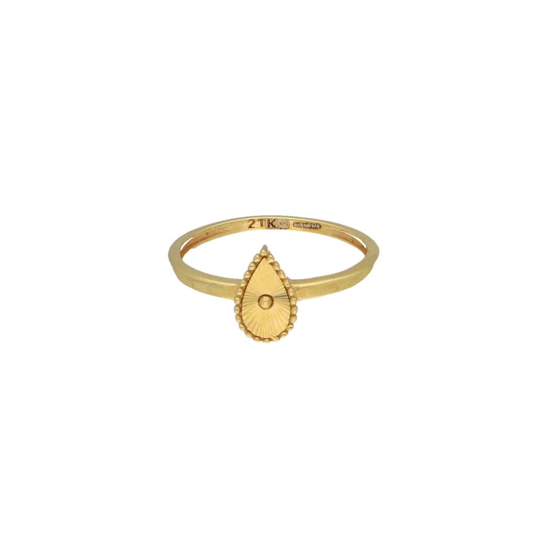 Gold Tear Drop Shaped Ring 21KT - FKJRN21KM11709