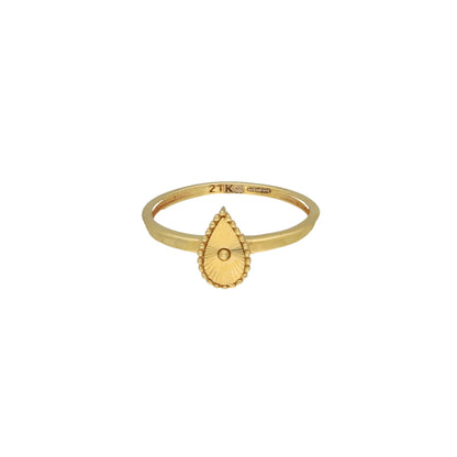 Gold Tear Drop Shaped Ring 21KT - FKJRN21KM11709