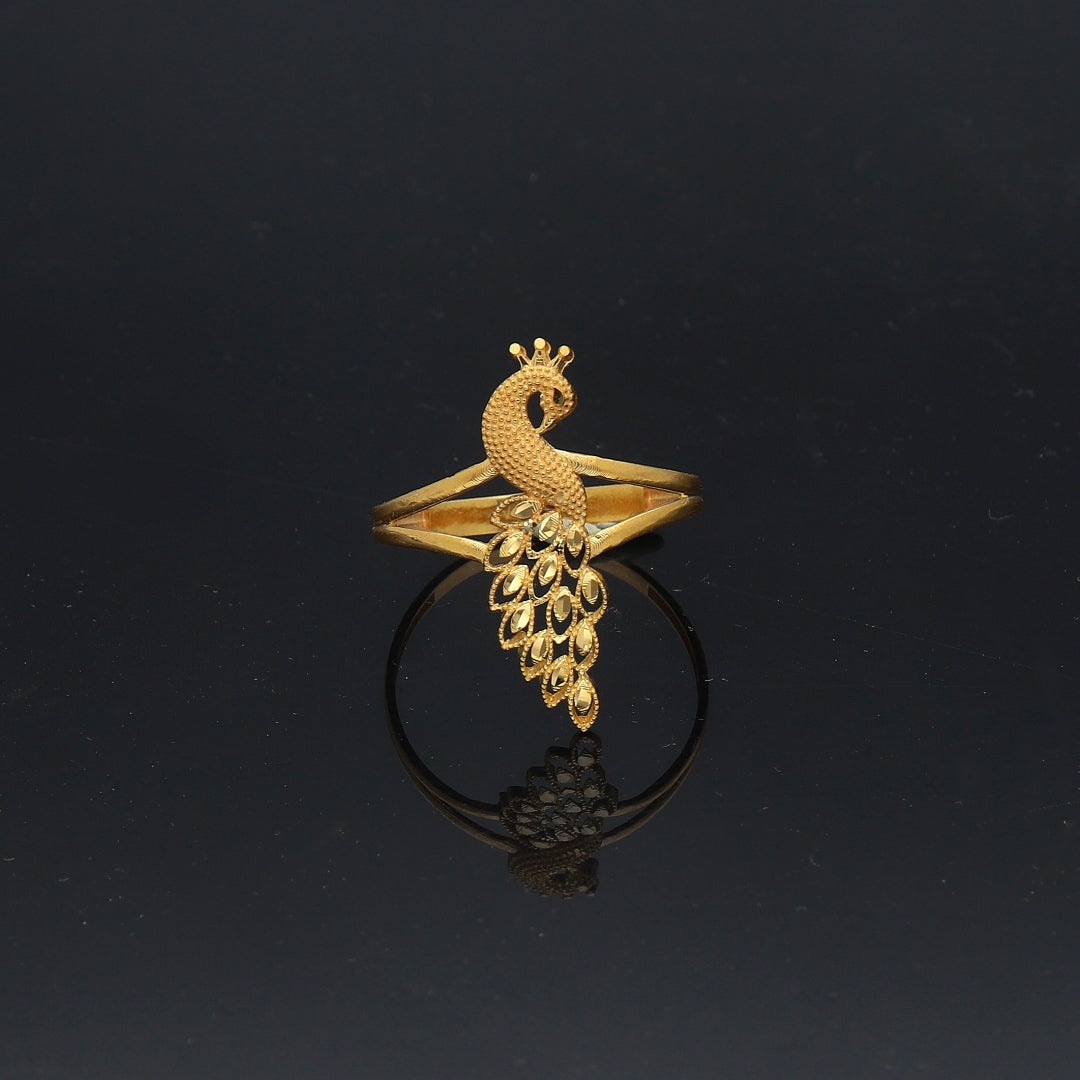 Gold Peacock Design Ring 21KT - FKJRN21KM11760