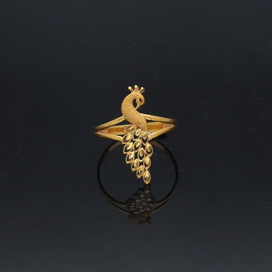 Gold Peacock Design Ring 21KT - FKJRN21KM11760
