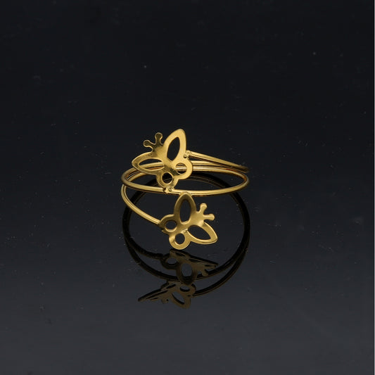 Gold Butterfly Design Ring 21KT - FKJRN21KM11761