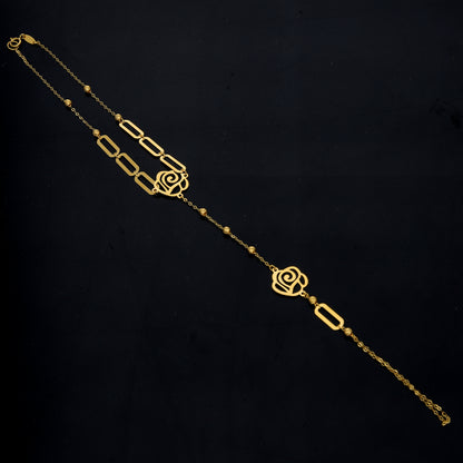 Gold Rose Shaped Bracelet 21KT - FKJBRL21KM11765