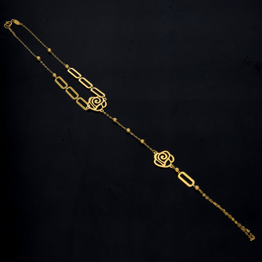 Gold Rose Shaped Bracelet 21KT - FKJRN21KM11765