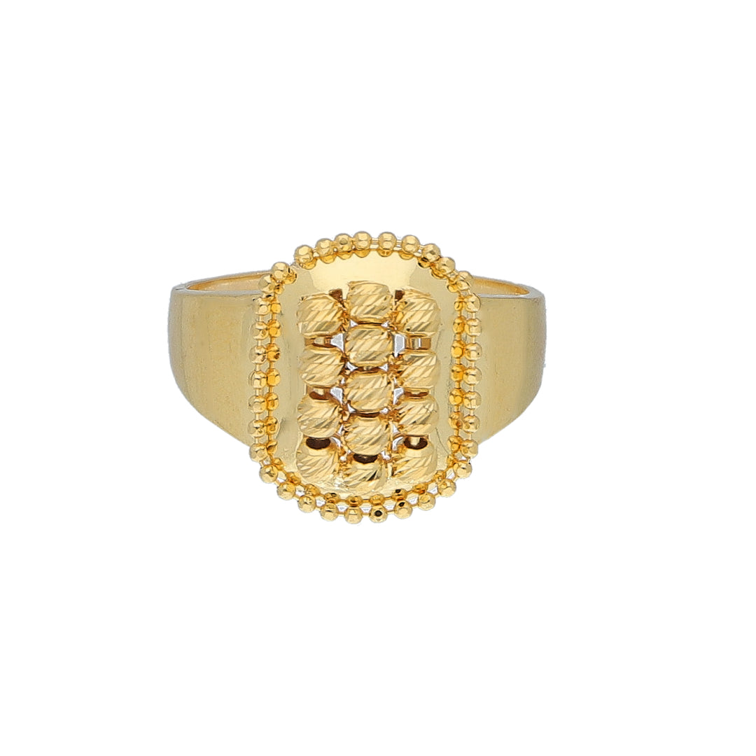 Gold Beaded Design Ring 21KT - FKJRN21KM11776