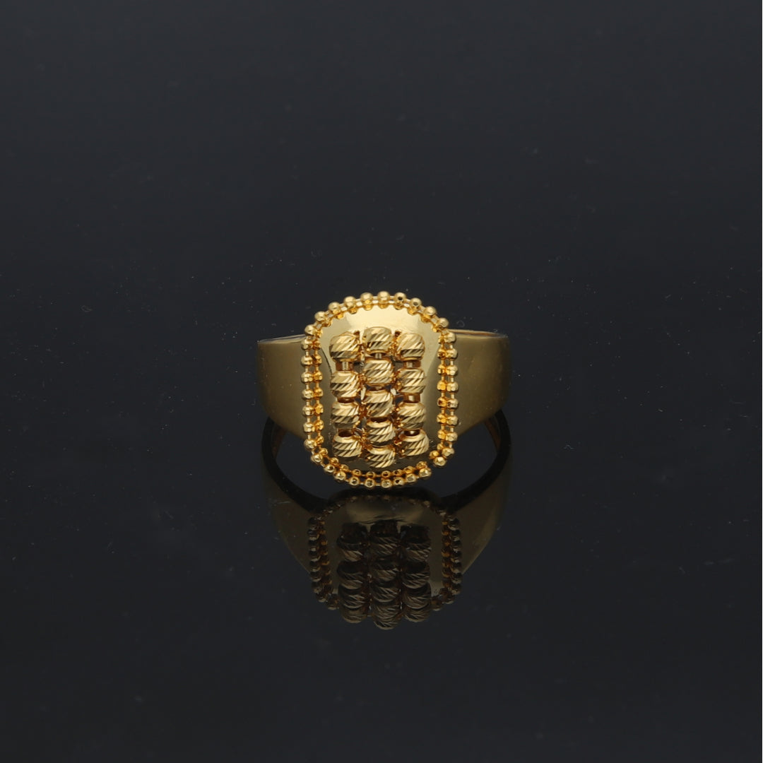 Gold Beaded Design Ring 21KT - FKJRN21KM11776