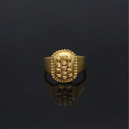Gold Beaded Design Ring 21KT - FKJRN21KM11776