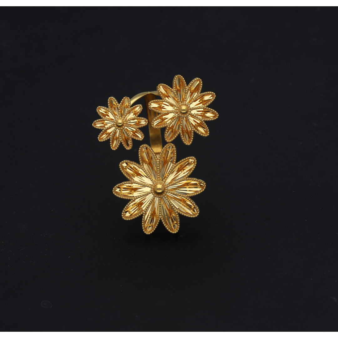 Gold Floral Design Ring 21KT - FKJRN21KM11782