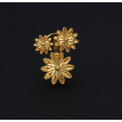 Gold Floral Design Ring 21KT - FKJRN21KM11782