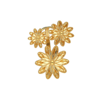 Gold Floral Design Ring 21KT - FKJRN21KM11782
