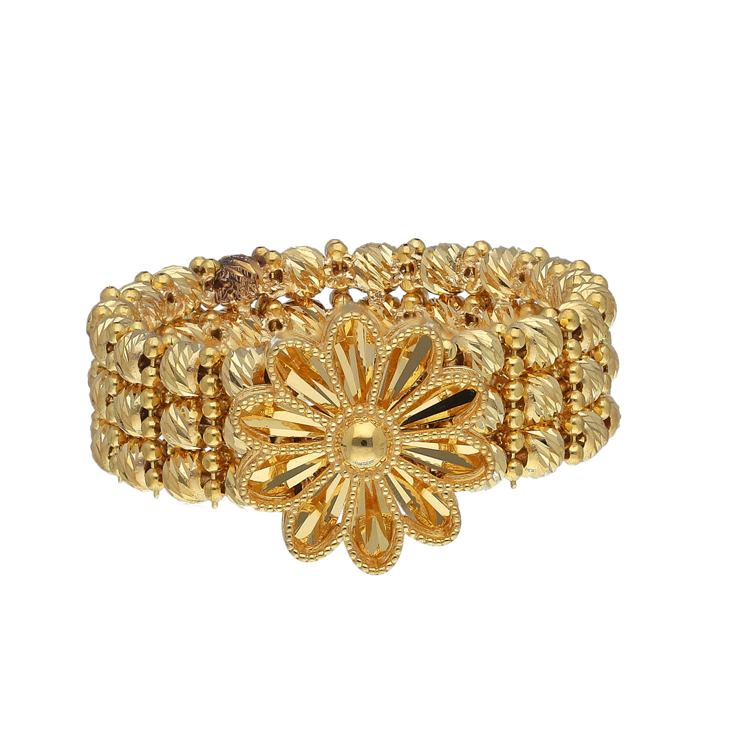 Gold Floral Design Ring 21KT - FKJRN21KM11783