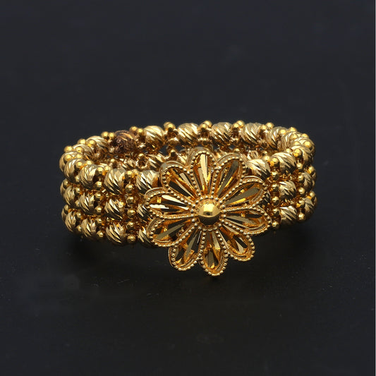 Gold Floral Design Ring 21KT - FKJRN21KM11783