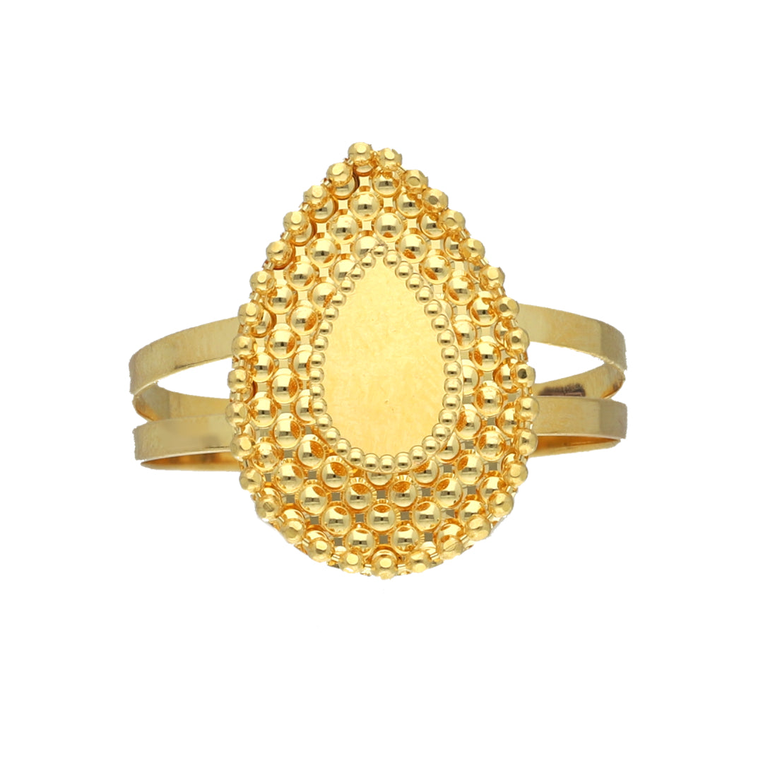 Gold Classic Tear Drop Shaped Ring 21KT - FKJRN21KM11785