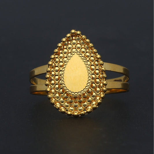 Gold Classic Tear Drop Shaped Ring 21KT - FKJRN21KM11785