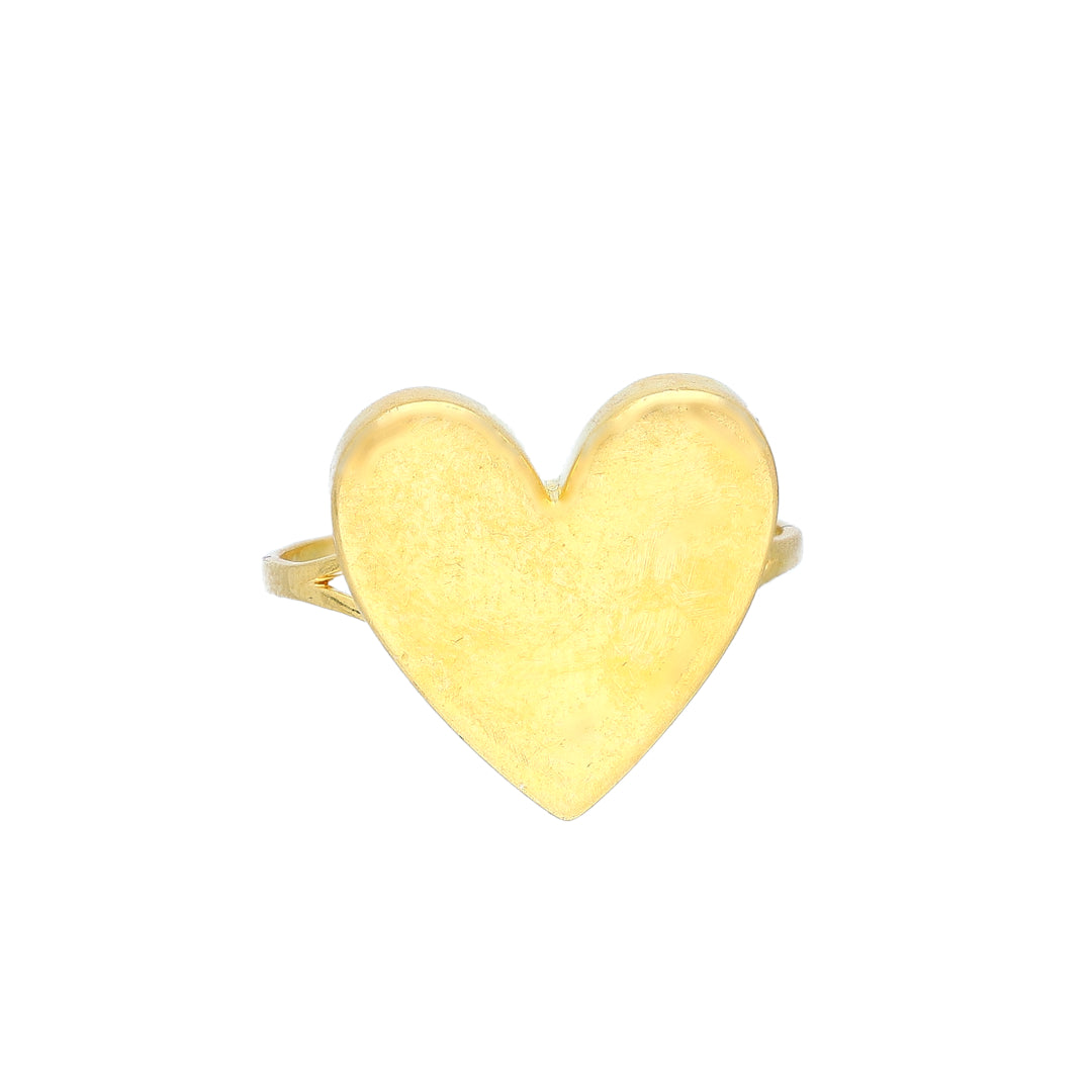 Gold Heart Shaped Ring 21KT - FKJRN21KM11796