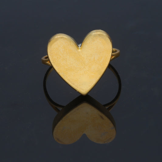 Gold Heart Shaped Ring 21KT - FKJRN21KM11796