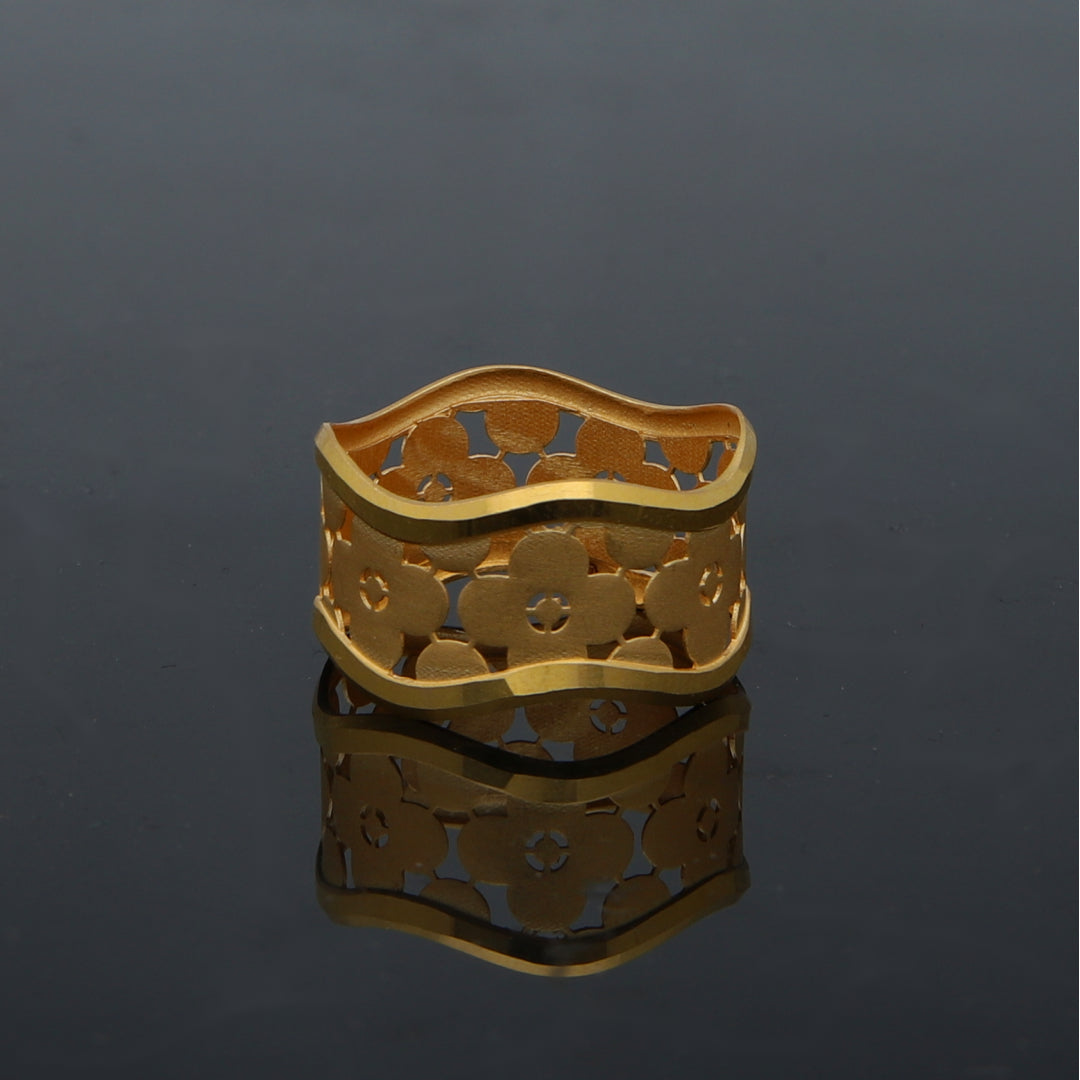 Gold Cutwork Design Ring 21KT - FKJRN21KM11882