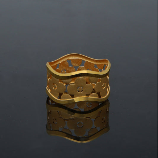 Gold Cutwork Design Ring 21KT - FKJRN21KM11882