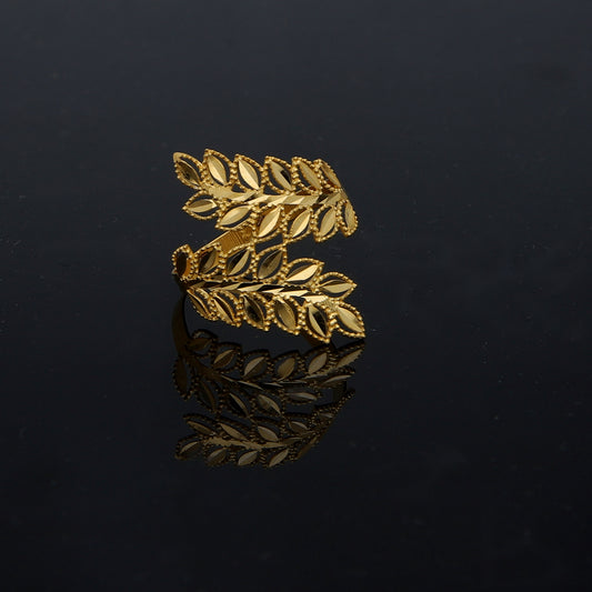 Gold Leaves Design Ring 21KT - FKJRN21KM11903