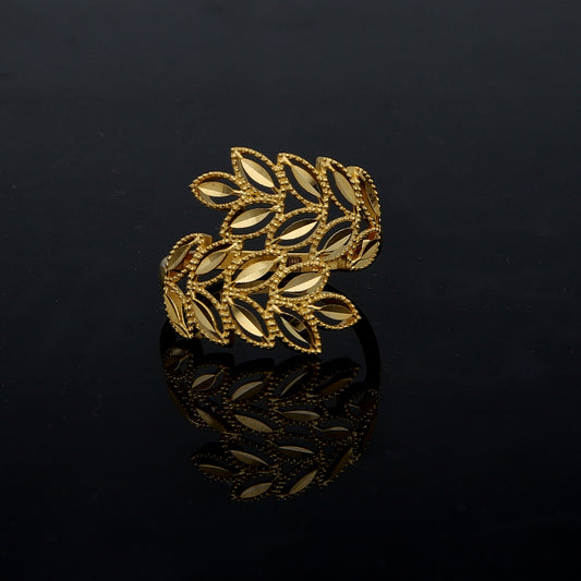 Gold Leaves Design Ring 21KT - FKJRN21KM11905