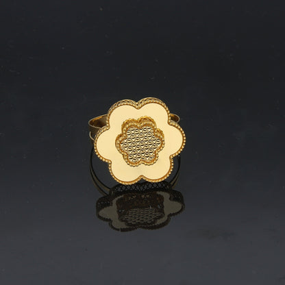Gold Flower Shaped Ring 21KT - FKJRN21KM11906