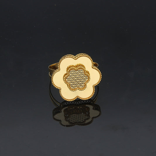 Gold Flower Shaped Ring 21KT - FKJRN21KM11906