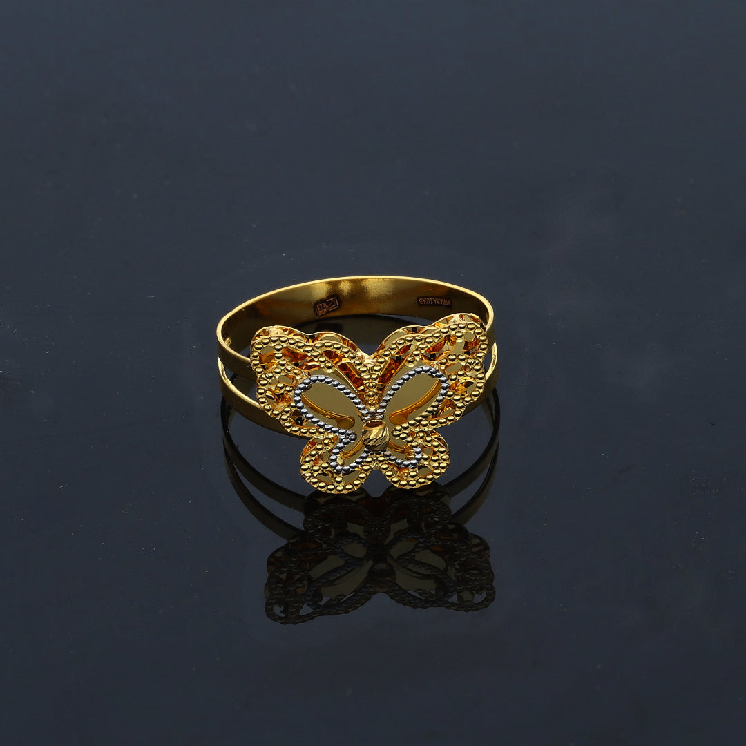 Gold Butterfly Design Ring 21KT - FKJRN21KM11959