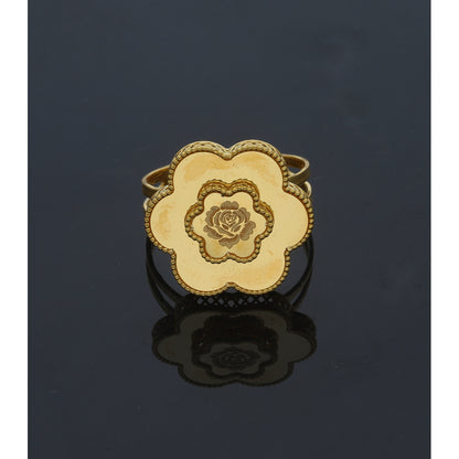 Gold Rose Engraved Ring 21KT - FKJRN21KM11960