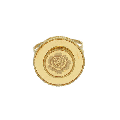 Gold Rose Engraved Ring 21KT - FKJRN21KM11961