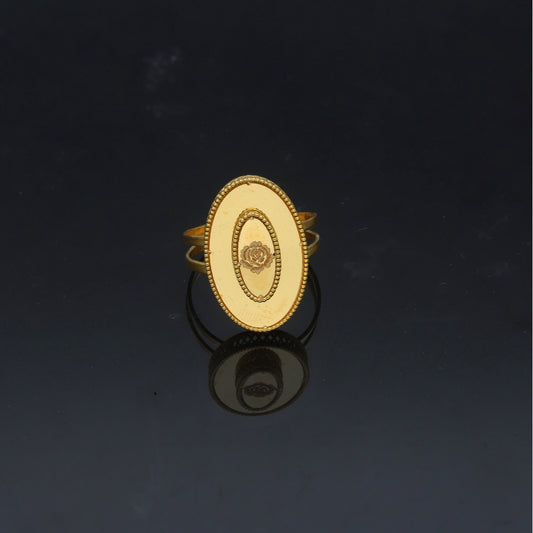 Gold Rose Engraved Ring 21KT - FKJRN21KM11968