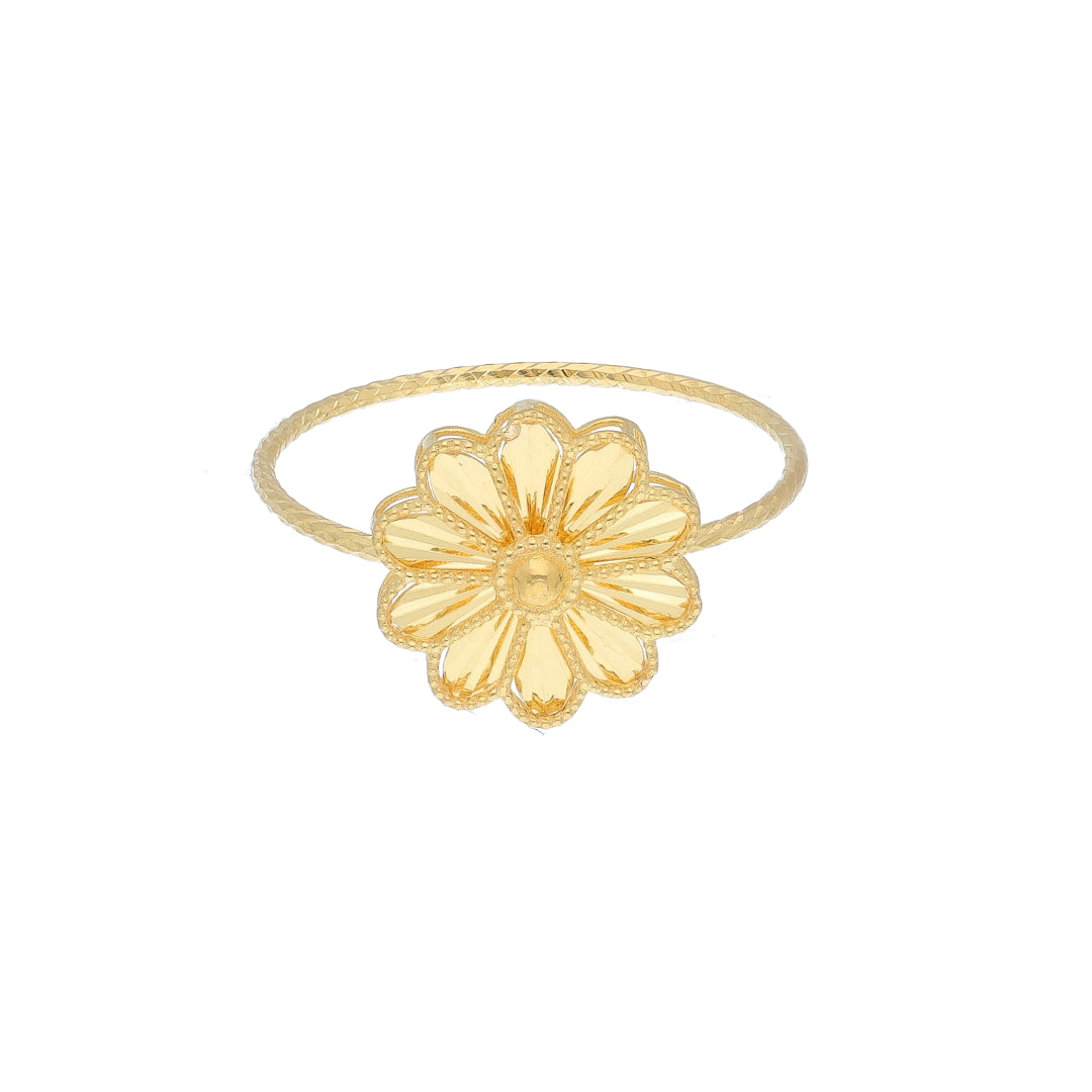 Gold Flower Design Ring 21KT - FKJRN21KM11969