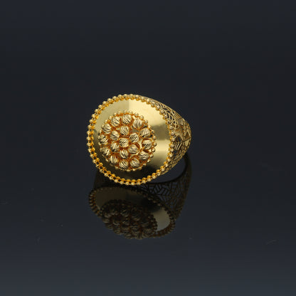 Gold Beaded Bloom Ring 21KT - FKJRN21KM11975