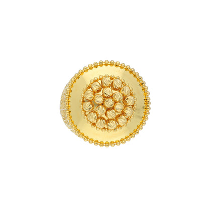 Gold Beaded Bloom Ring 21KT - FKJRN21KM11975