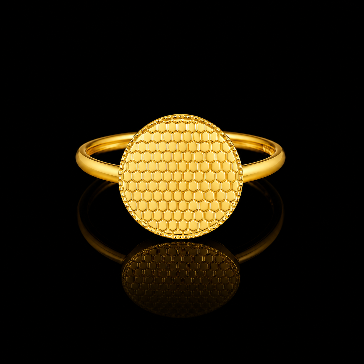 Gold Coin Shaped Ring 21KT - FKJRN21KM12140