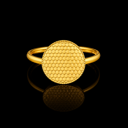 Gold Coin Shaped Ring 21KT - FKJRN21KM12140