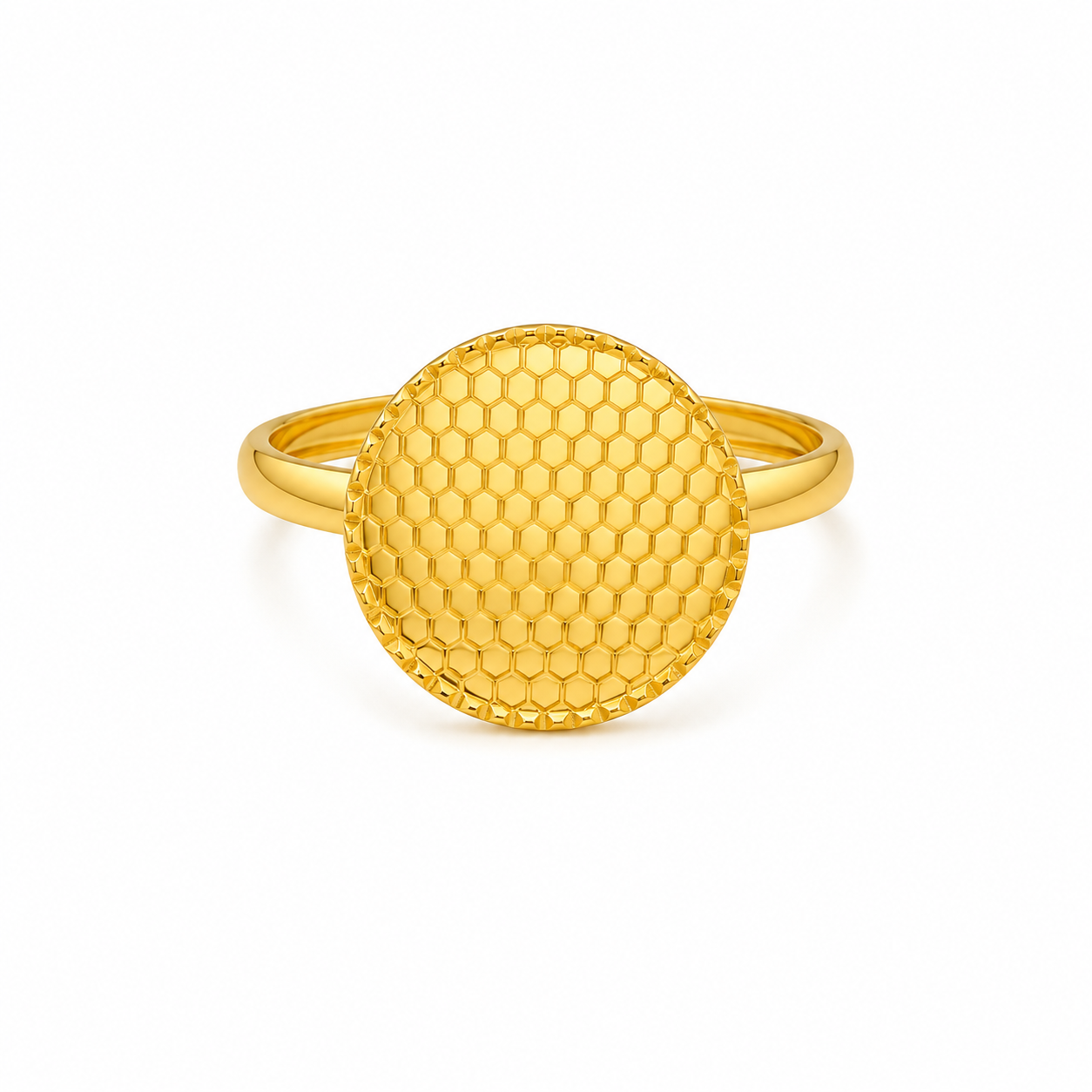 Gold Coin Shaped Ring 21KT - FKJRN21KM12140