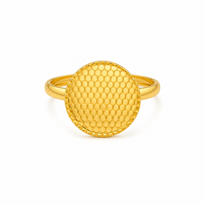 Gold Coin Shaped Ring 21KT - FKJRN21KM12140