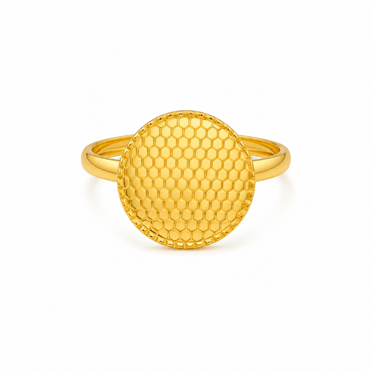 Gold Coin Shaped Ring 21KT - FKJRN21KM12140
