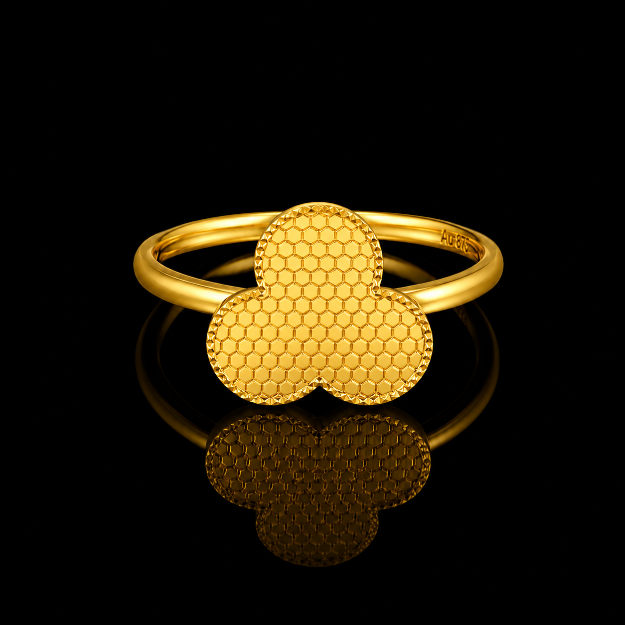 Gold Leaf Shaped Ring 21KT - FKJRN21KM12141