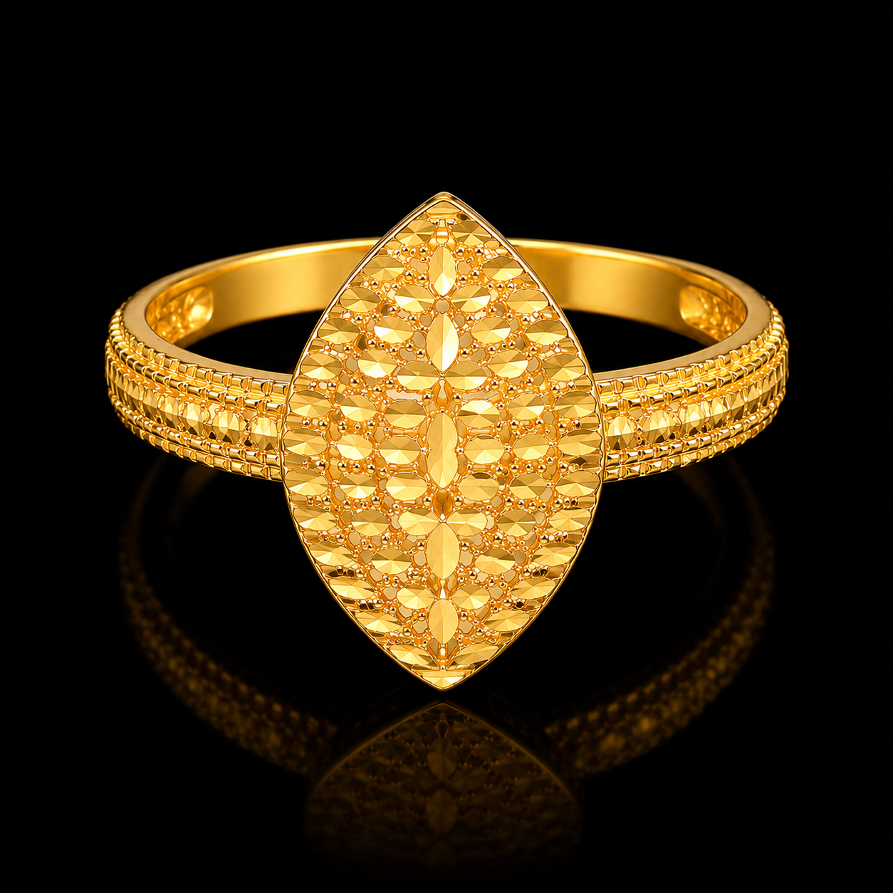 Gold Classic Design Ring 21KT - FKJRN21KM12144