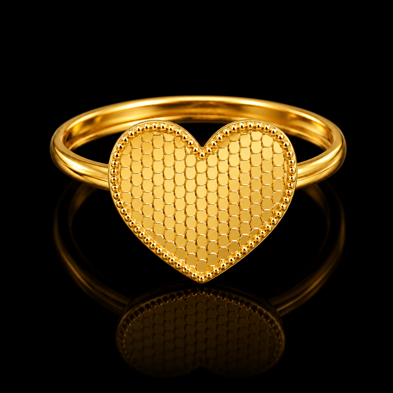 Gold Heart Shaped Ring 21KT - FKJRN21KM12145