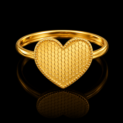 Gold Heart Shaped Ring 21KT - FKJRN21KM12145