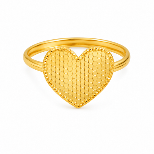 Gold Heart Shaped Ring 21KT - FKJRN21KM12145