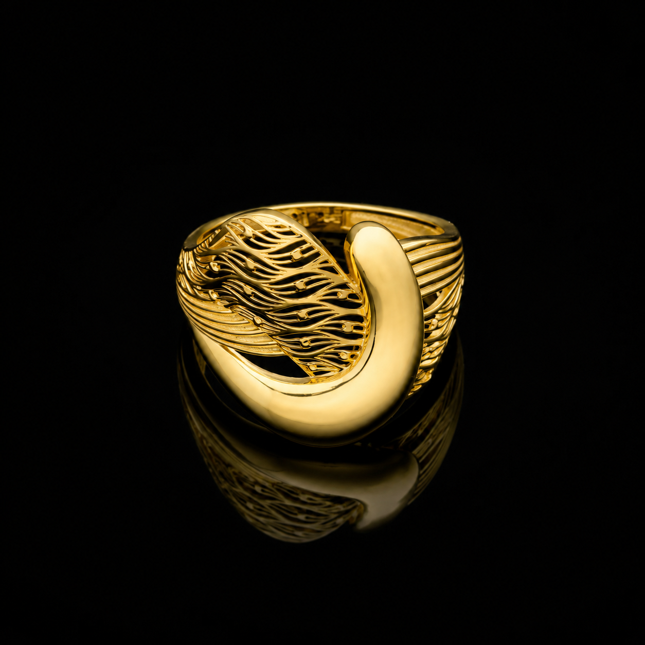 Gold Classic Design Ring 21KT - FKJRN21KM12166